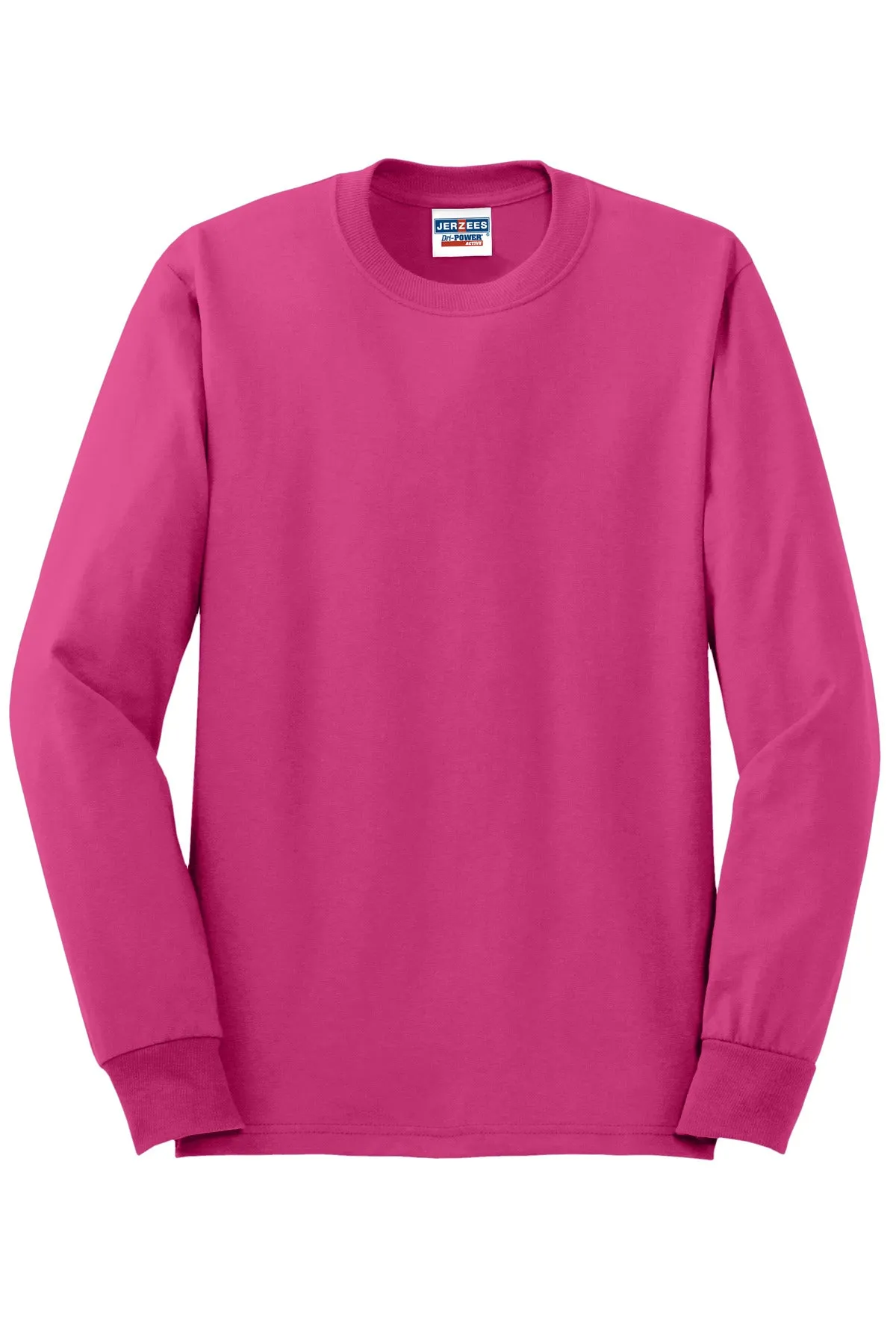 Jerzees Dri-Power 50/50 Cotton/Poly Long Sleeve T-Shirt.  29LS Cyber Pink