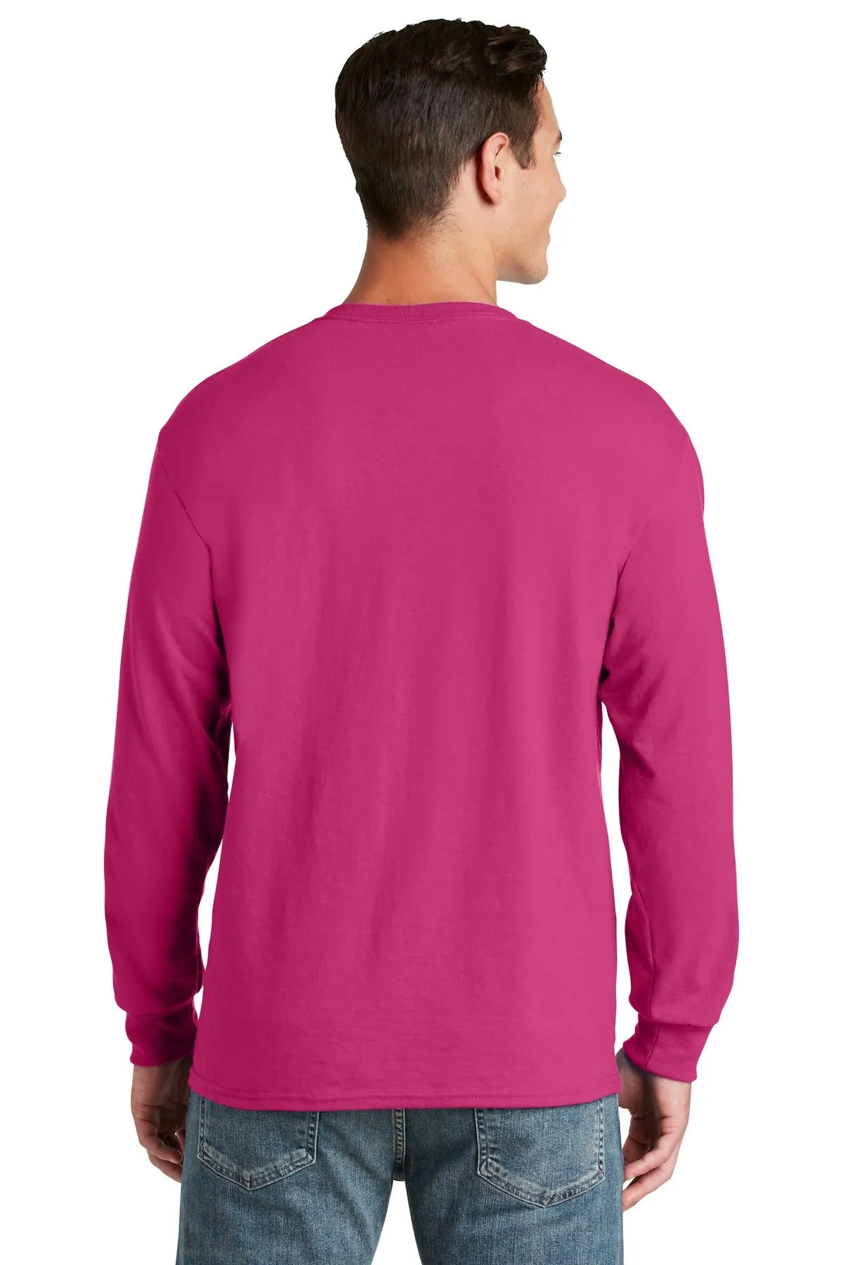 Jerzees Dri-Power 50/50 Cotton/Poly Long Sleeve T-Shirt.  29LS Cyber Pink