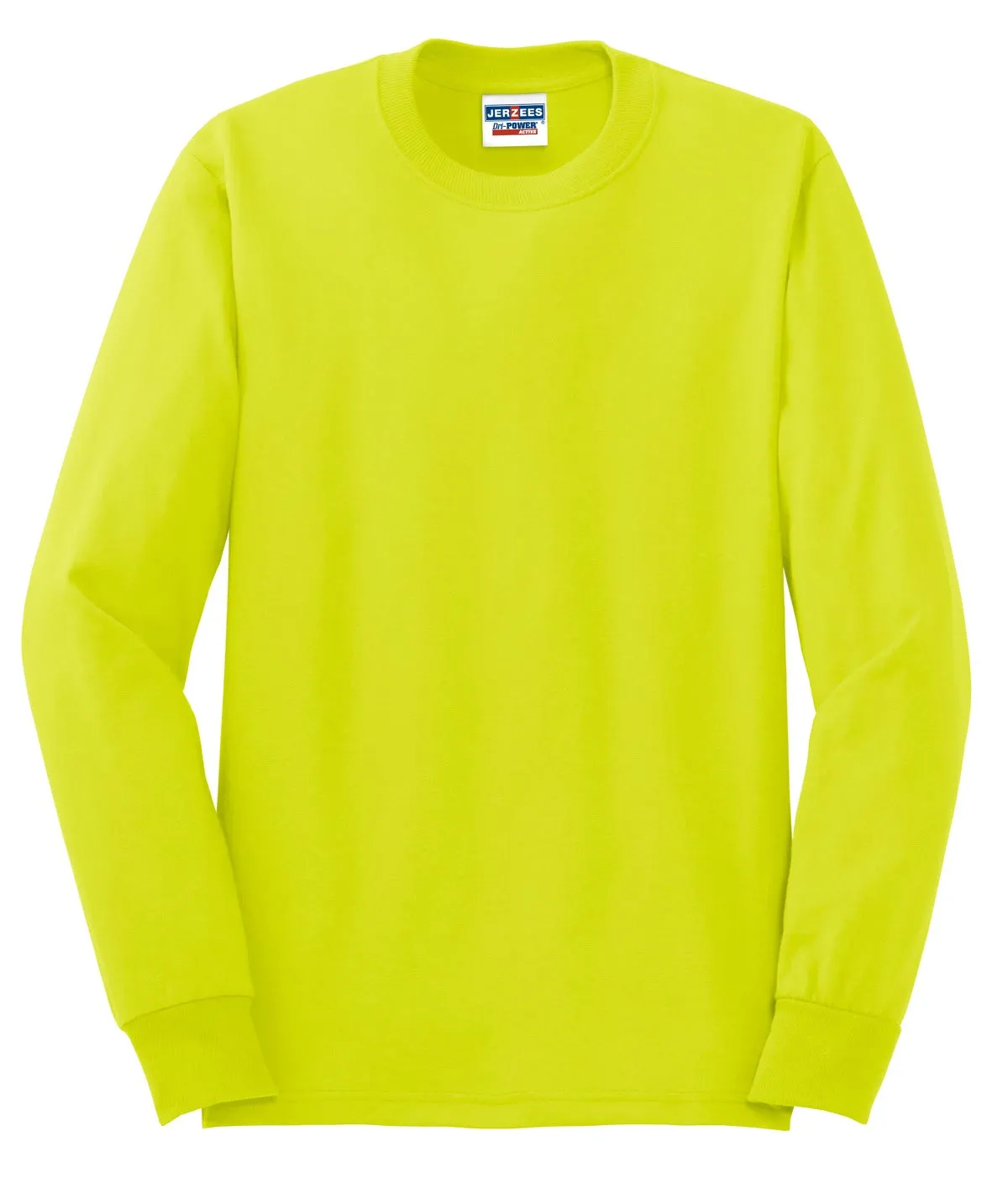 Jerzees Dri-Power 50/50 Cotton/Poly Long Sleeve T-Shirt.  29LS Safety Green