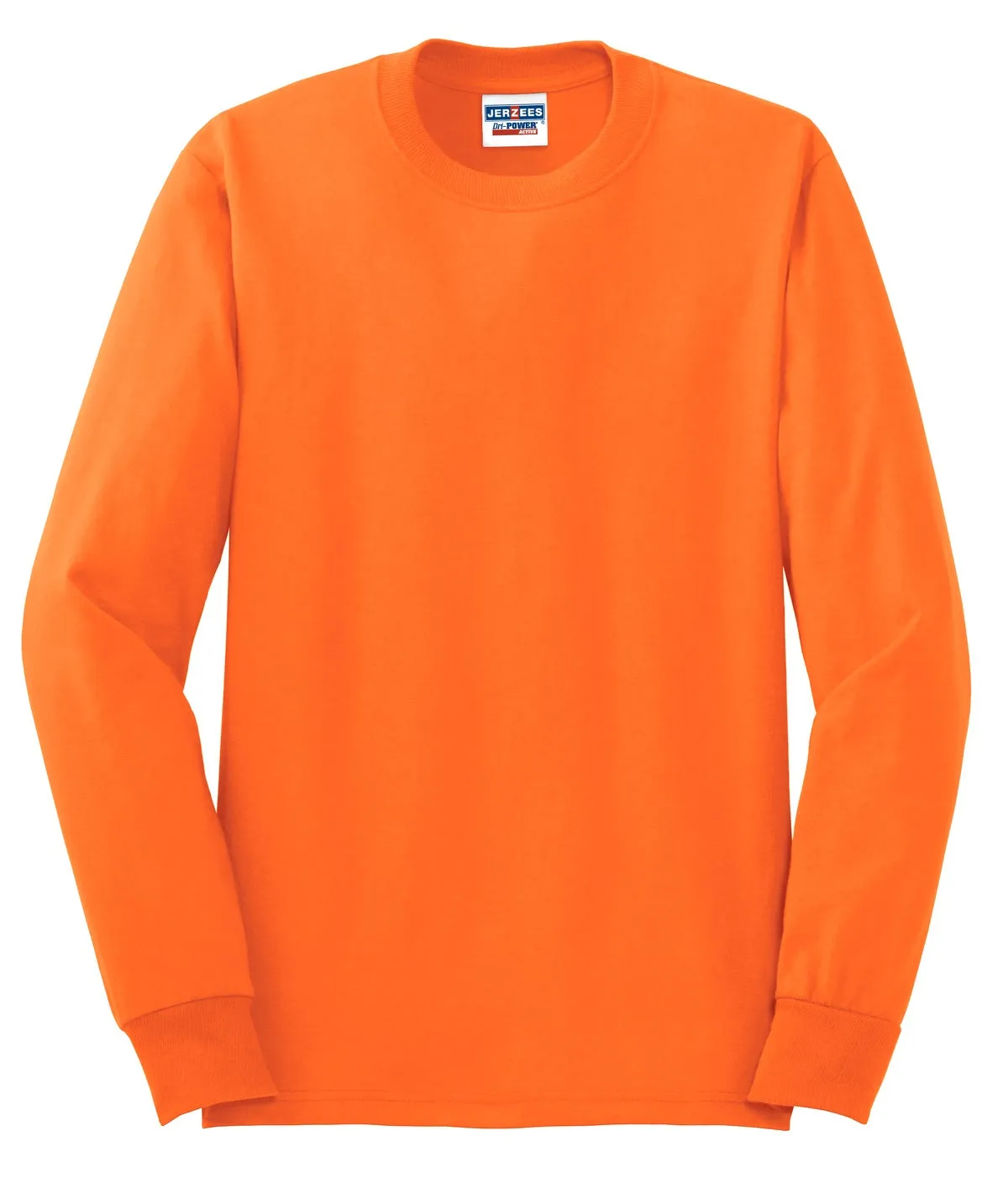 Jerzees Dri-Power 50/50 Cotton/Poly Long Sleeve T-Shirt.  29LS Safety Orange