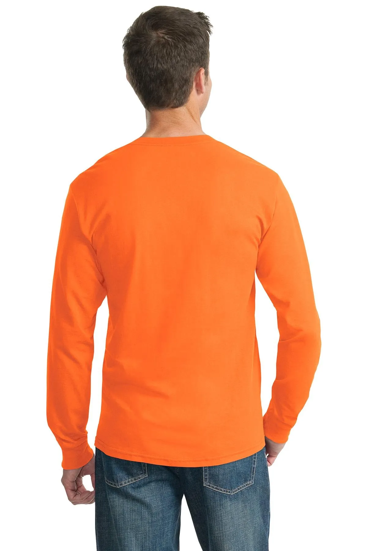 Jerzees Dri-Power 50/50 Cotton/Poly Long Sleeve T-Shirt.  29LS Safety Orange