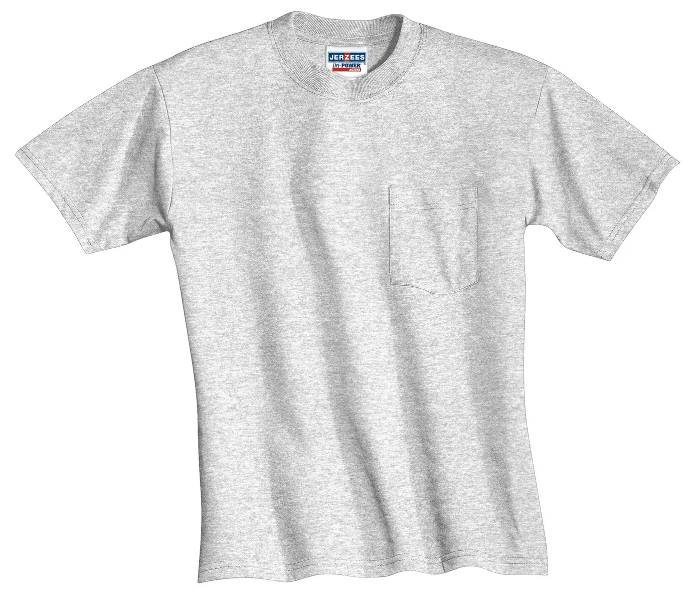 Jerzees  Dri-Power 50/50 Cotton/Poly Pocket T-Shirt.  29MP Ash