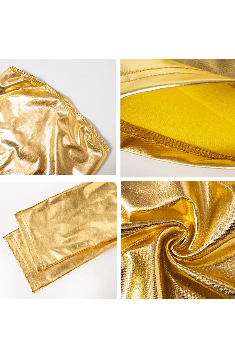JG0178 Metallic Strapless Jumpsuits