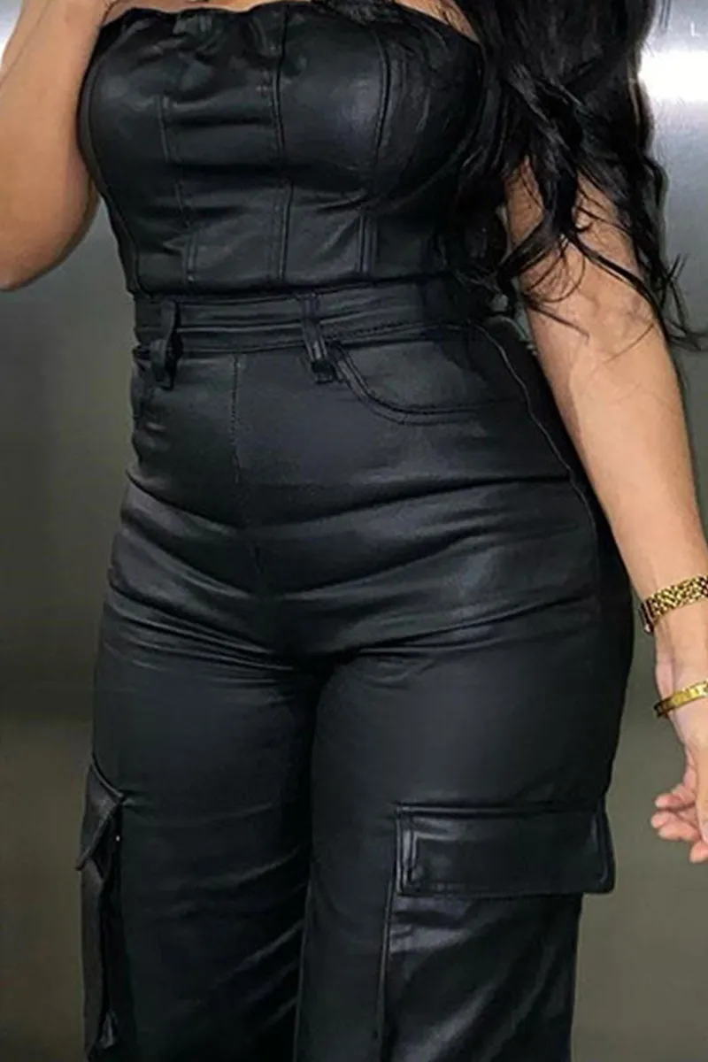 JH0129 Vegan Leather Jumpsuits