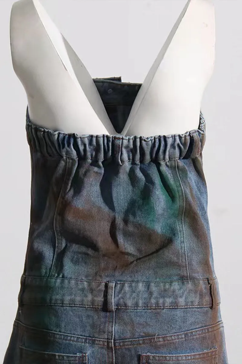 JQ3298 Denim Cargo Jumpsuits