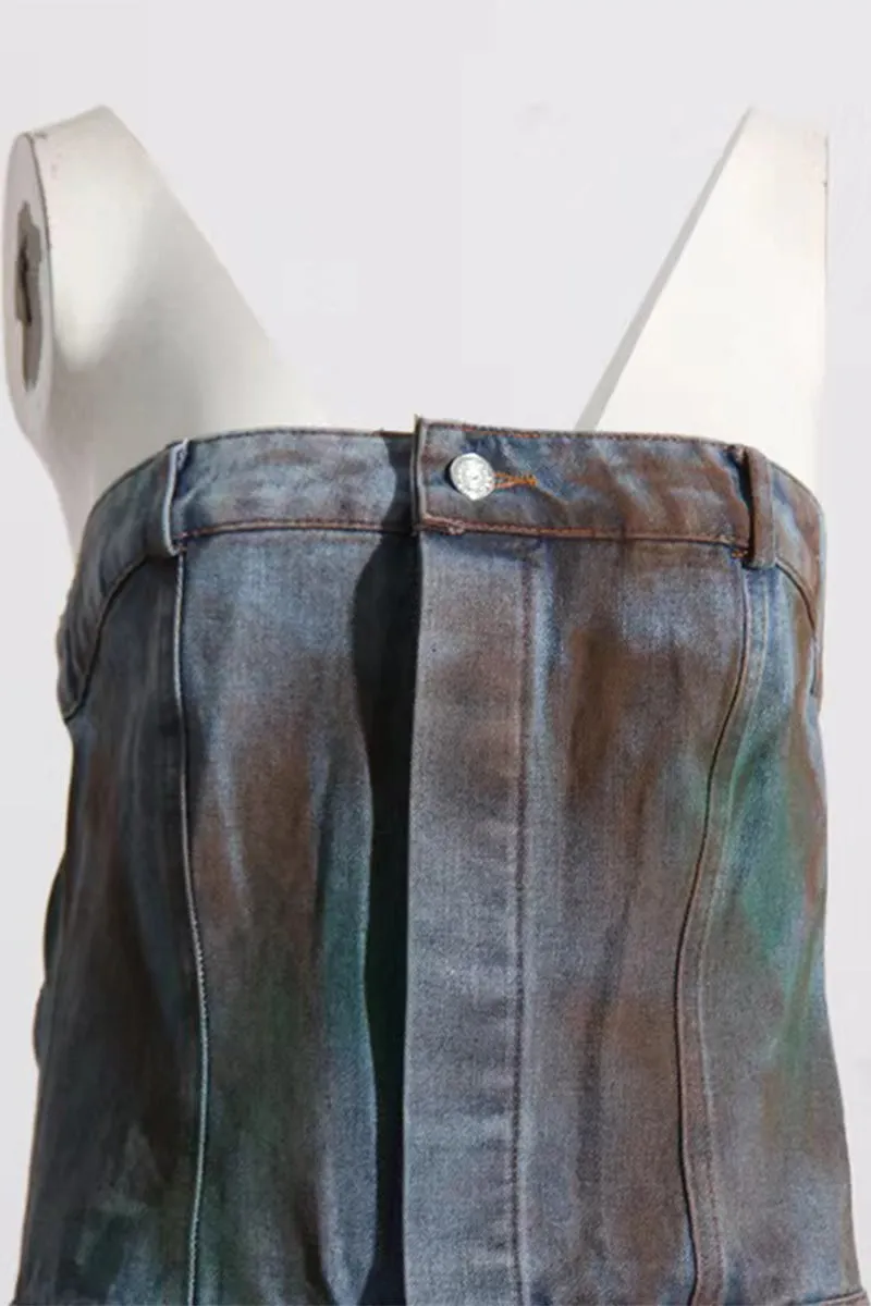 JQ3298 Denim Cargo Jumpsuits