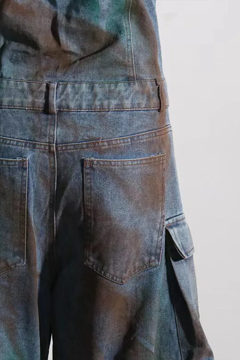 JQ3298 Denim Cargo Jumpsuits