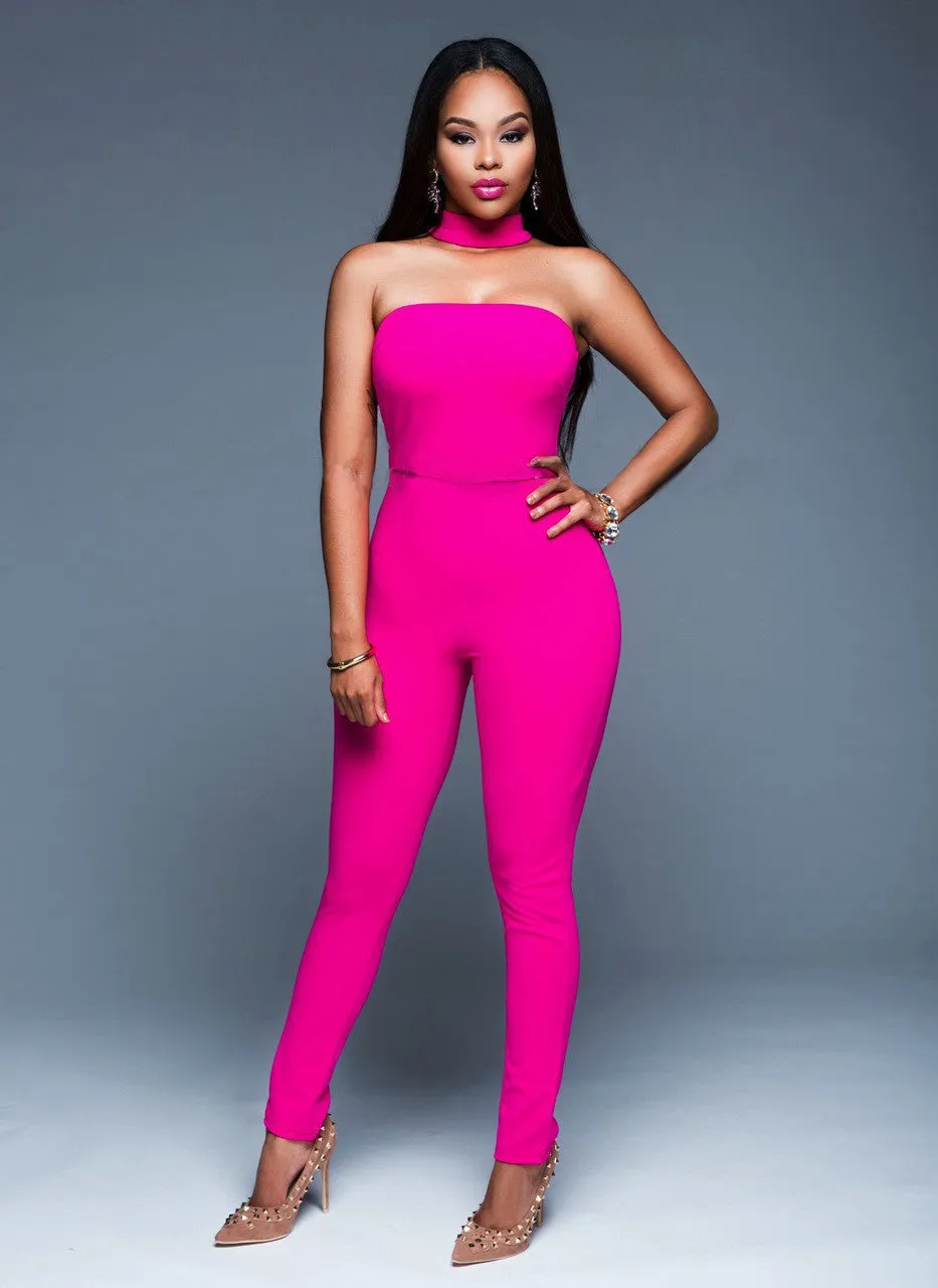 Jumpsuit Strapless Bodysuit Black Yellow Skinny Long Pants Night Club