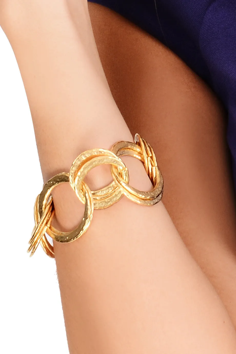 KENNETH JAY LANE HAMMERED Gold Links Bracelet