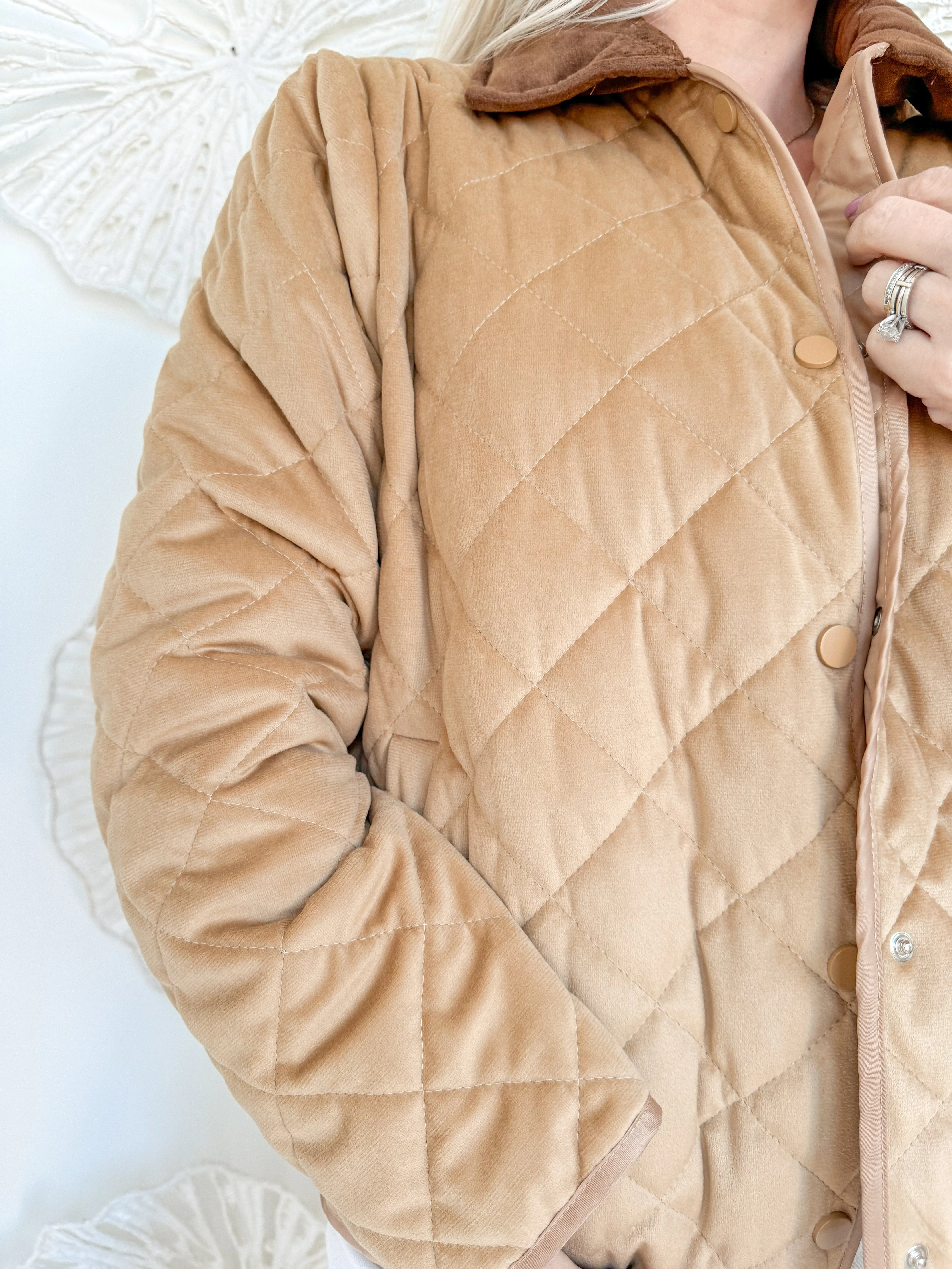 Khaki Quilted Suede Jacket