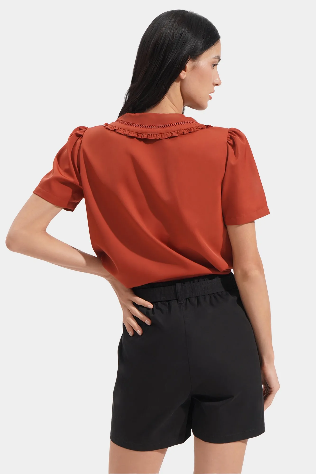 Lace Collar Button Down Shirt