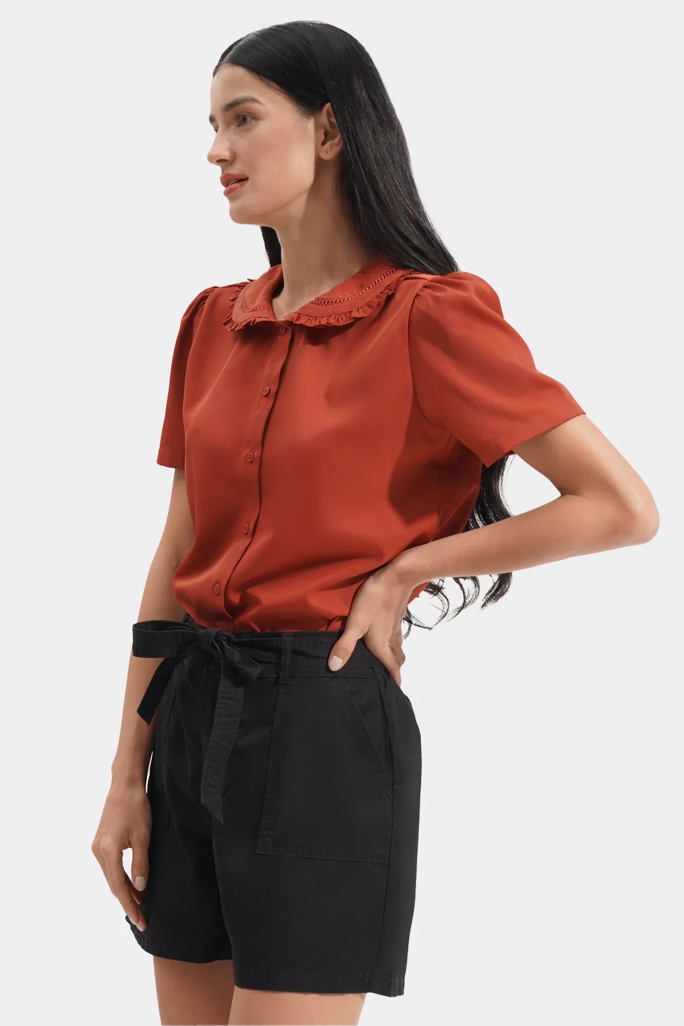 Lace Collar Button Down Shirt