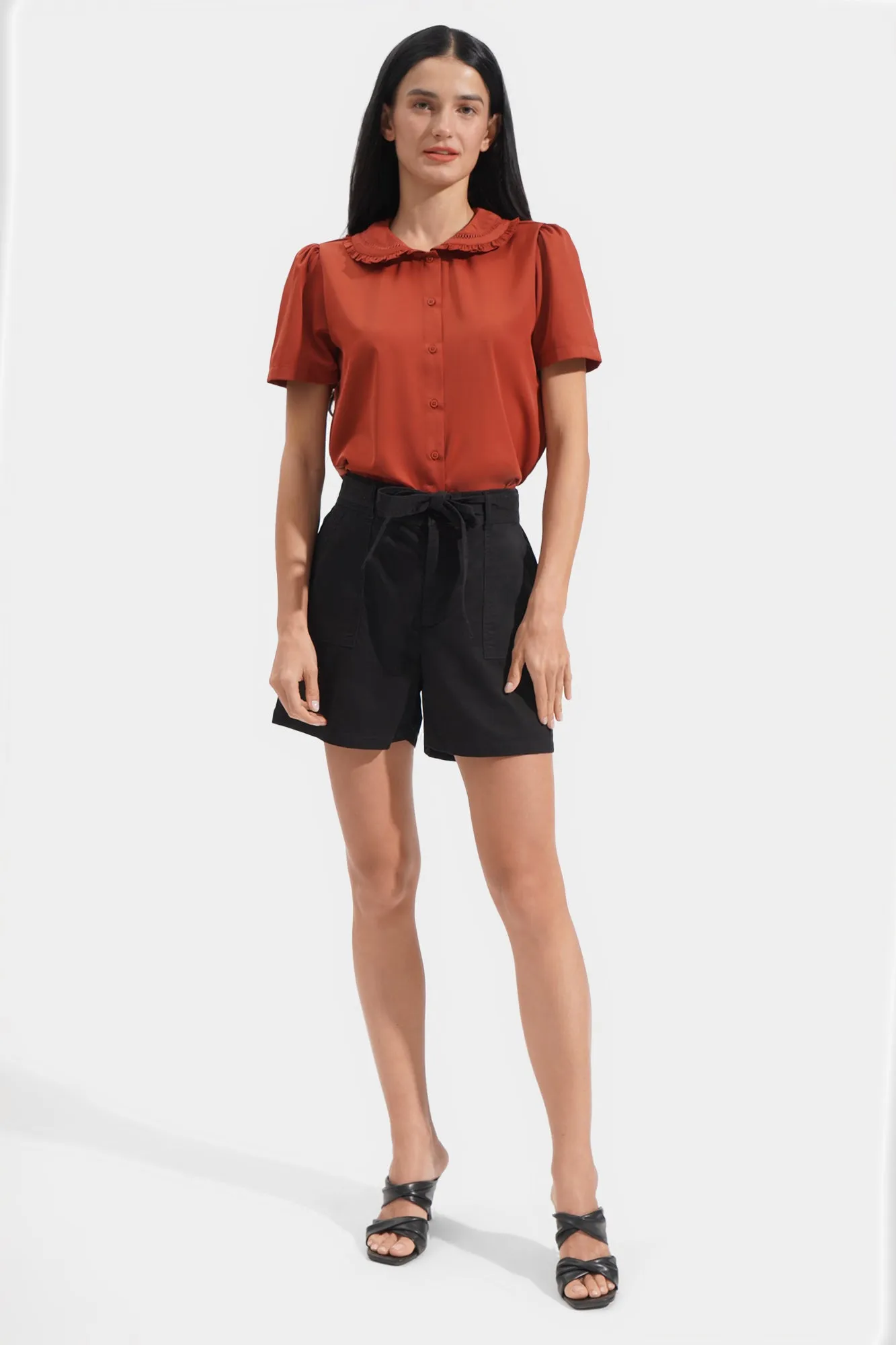 Lace Collar Button Down Shirt