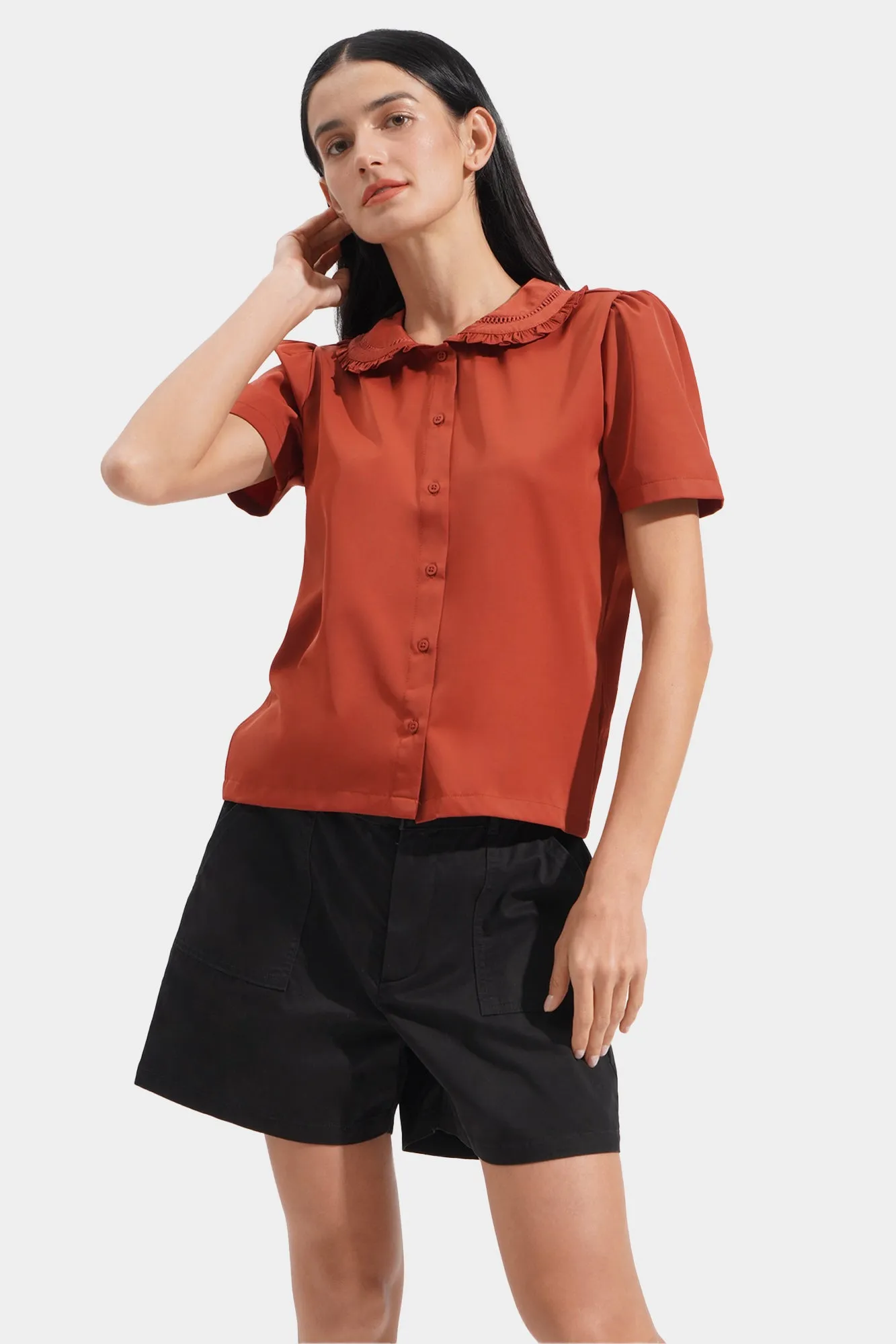 Lace Collar Button Down Shirt