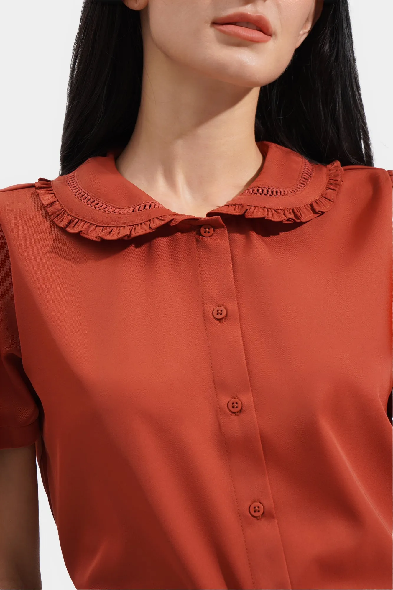 Lace Collar Button Down Shirt