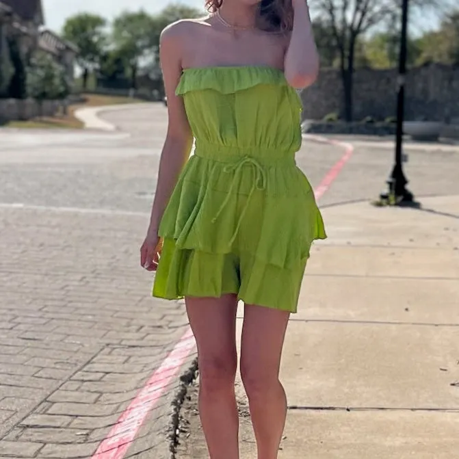 Lana Tube Top Strapless Gauze Romper