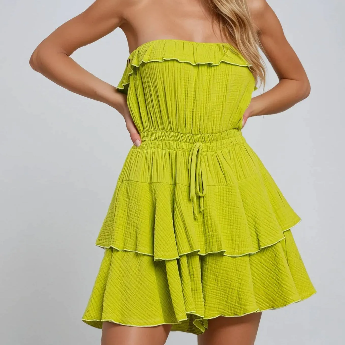Lana Tube Top Strapless Gauze Romper