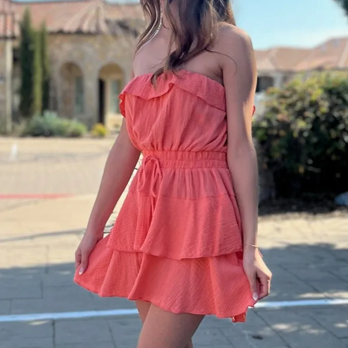 Lana Tube Top Strapless Gauze Romper