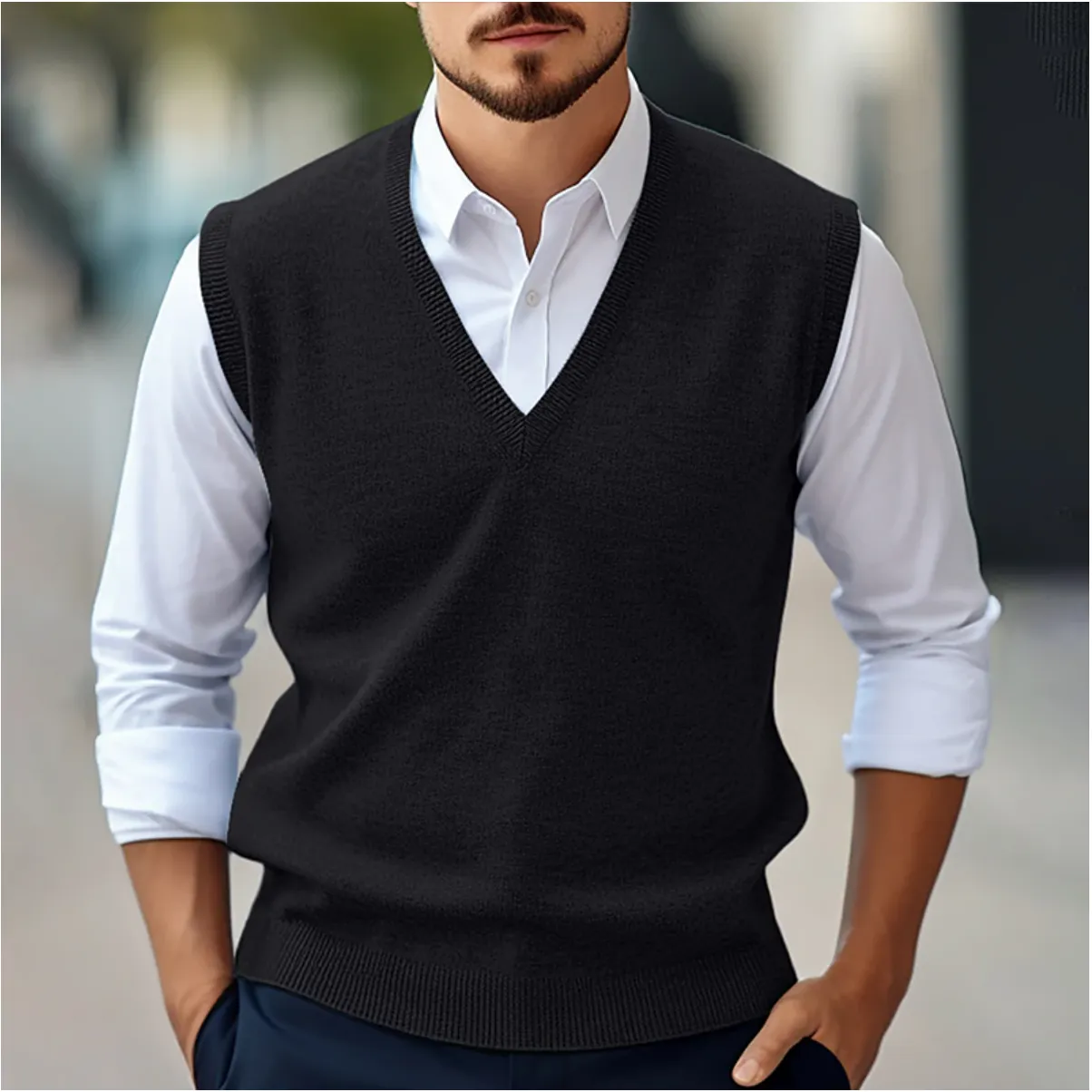 Larry | Sleeveless Sweater With V-Neck