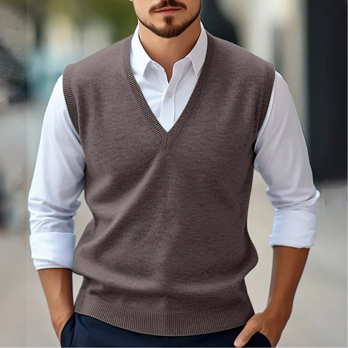 Larry | Sleeveless Sweater With V-Neck