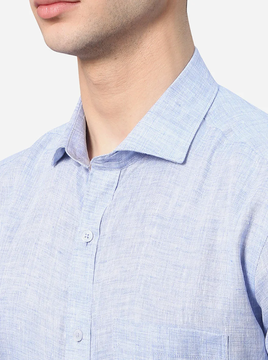 Light Blue Solid Regular Fit Formal Shirt | JadeBlue