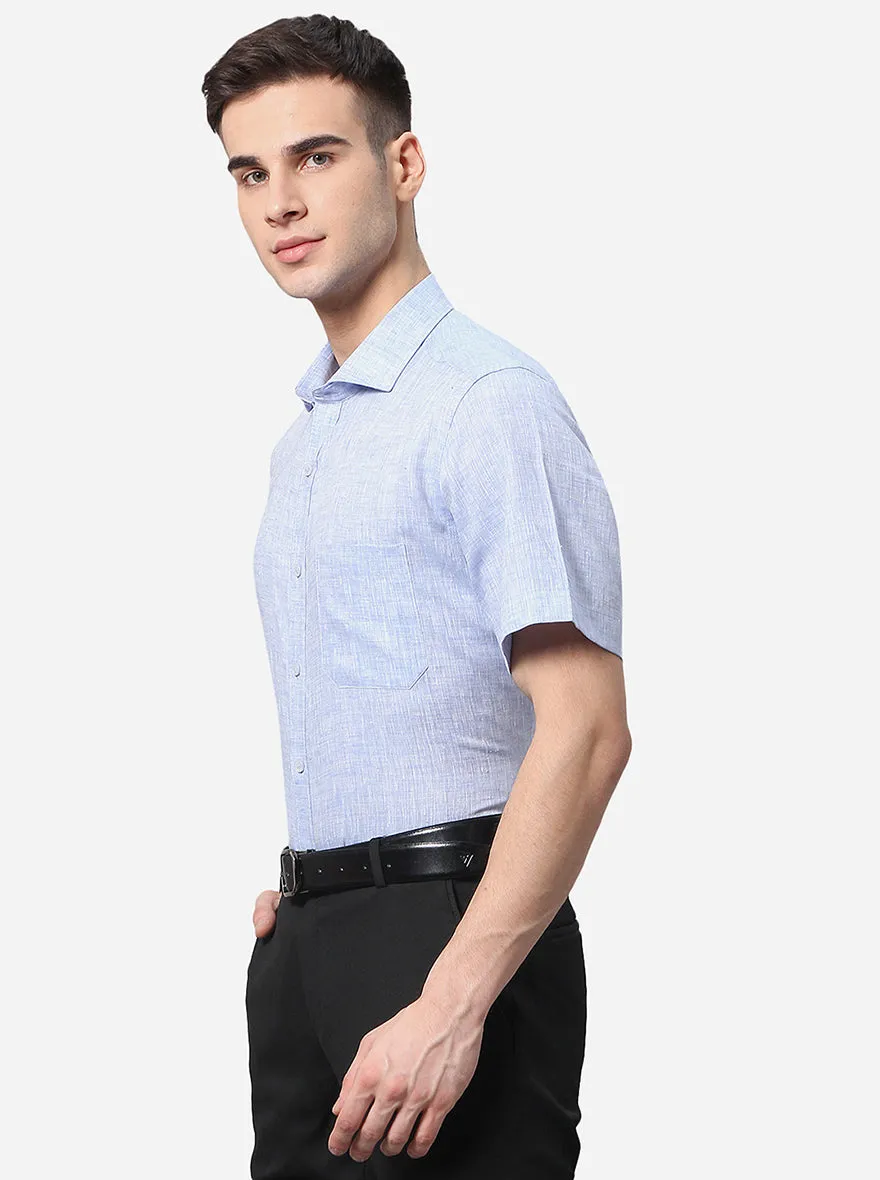 Light Blue Solid Regular Fit Formal Shirt | JadeBlue
