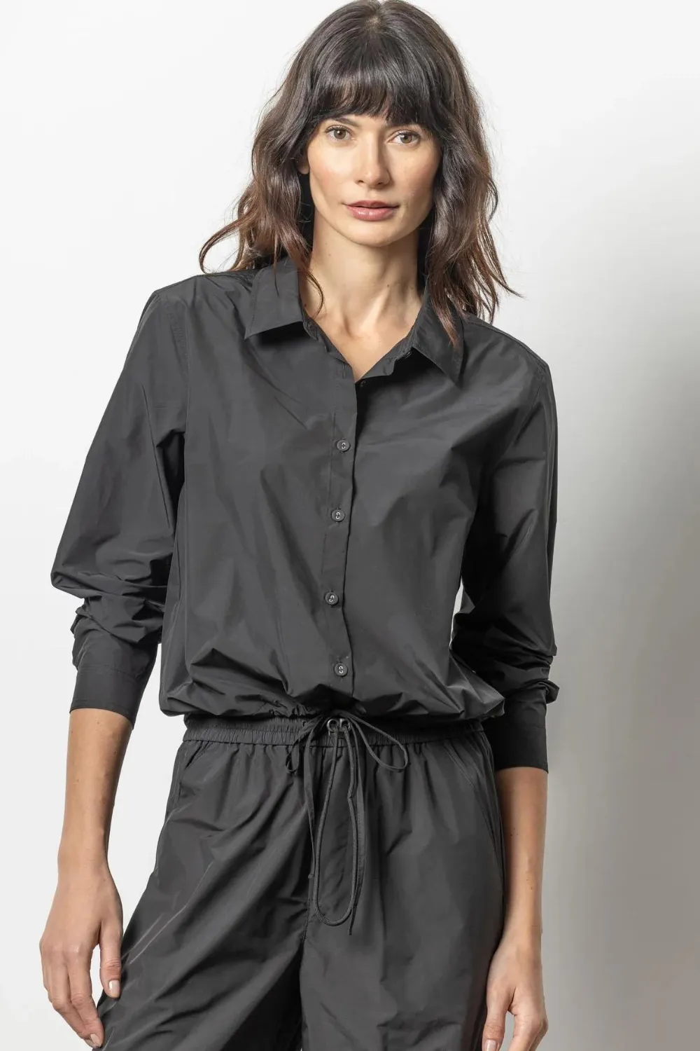 Lilla P Nylon Drawstring Button Down