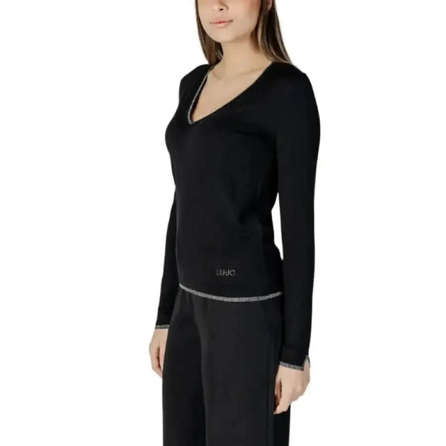 Liu Jo Women's Black V-Neck Long T-Shirt