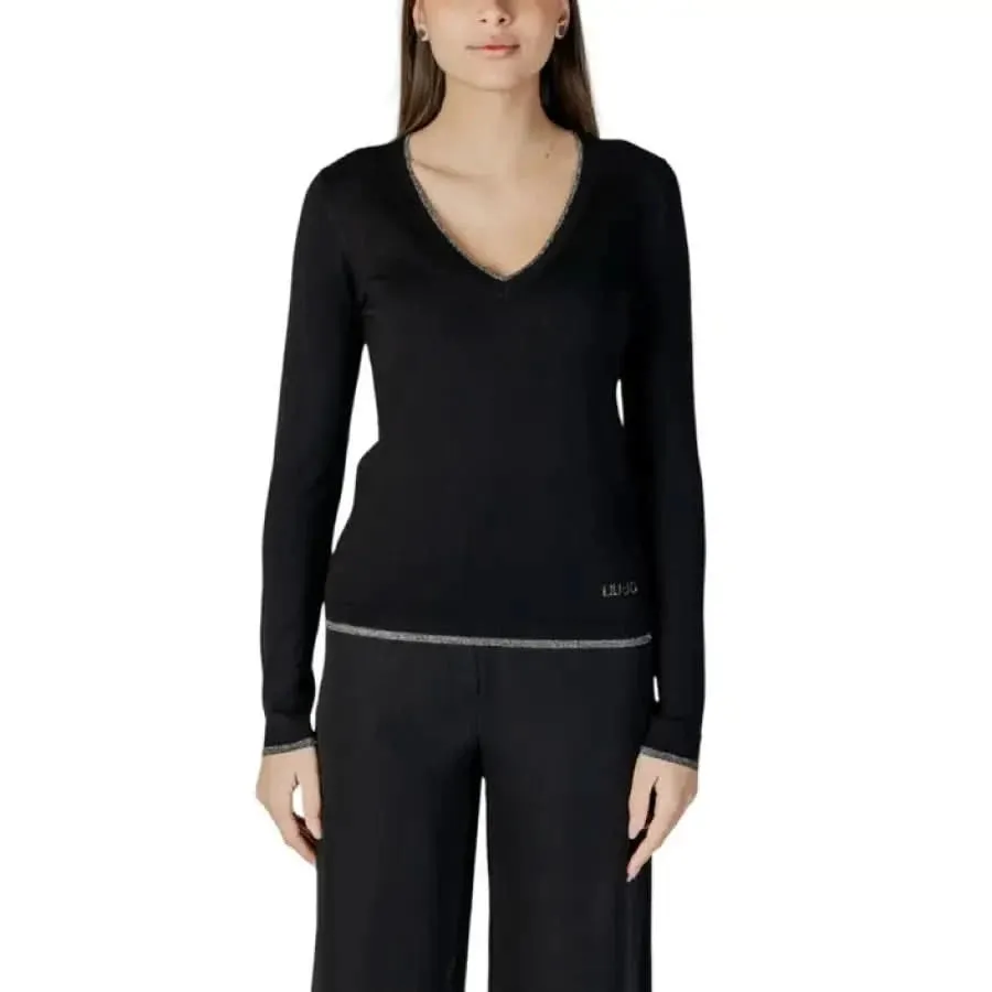 Liu Jo Women's Black V-Neck Long T-Shirt