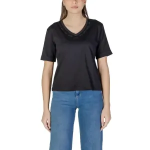 Liu Jo Women's Black V-Neck T-Shirt 100% Cotton