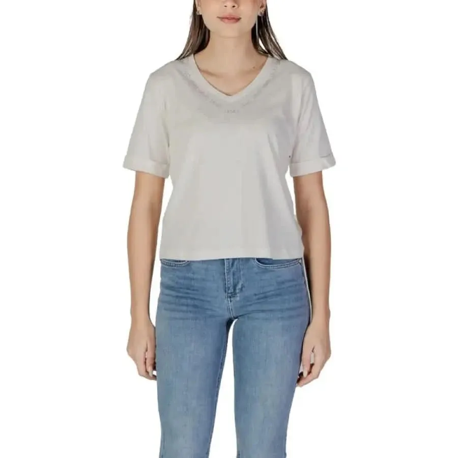 Liu Jo Women's Black V-Neck T-Shirt 100% Cotton