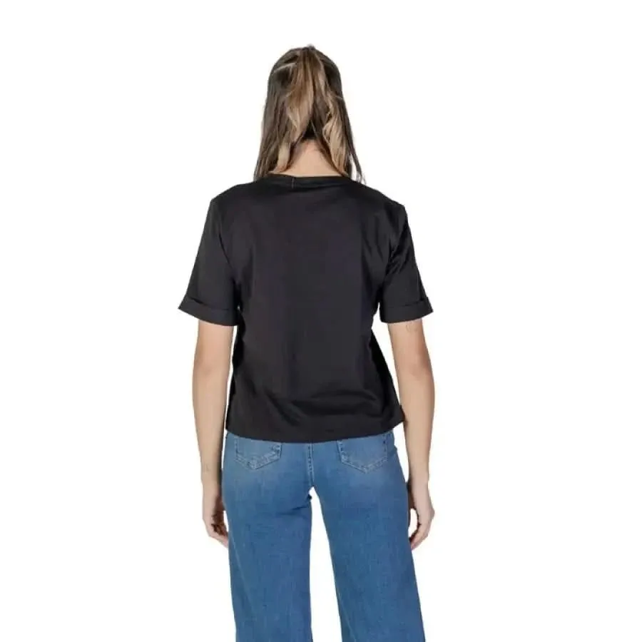 Liu Jo Women's Black V-Neck T-Shirt 100% Cotton
