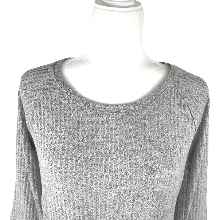 Long Sleeve Gray/Blue Plaid Scoop Neck Size S Women's Sweaters