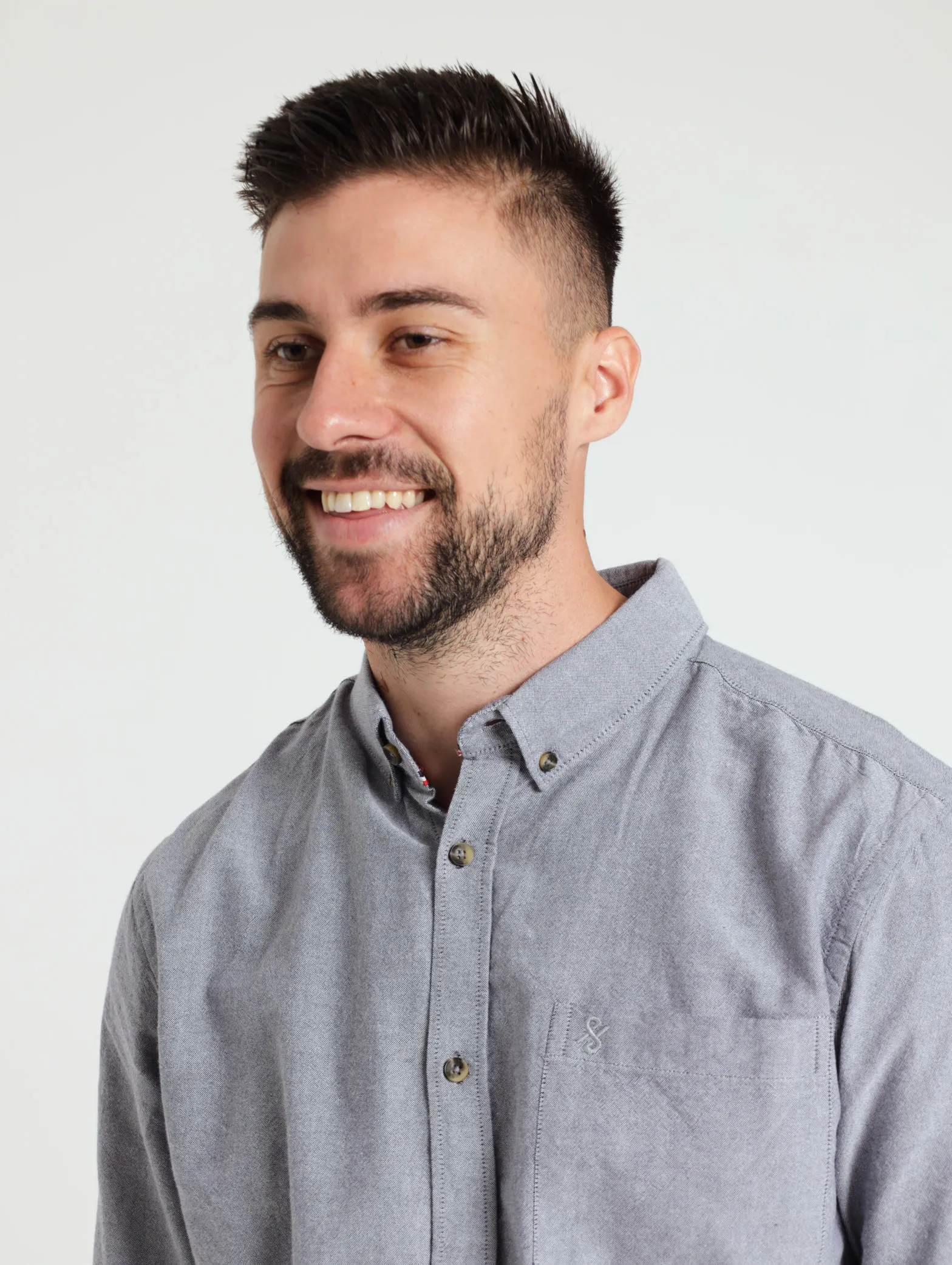 Long Sleeve Plain Oxford Shirt - Dark Blue