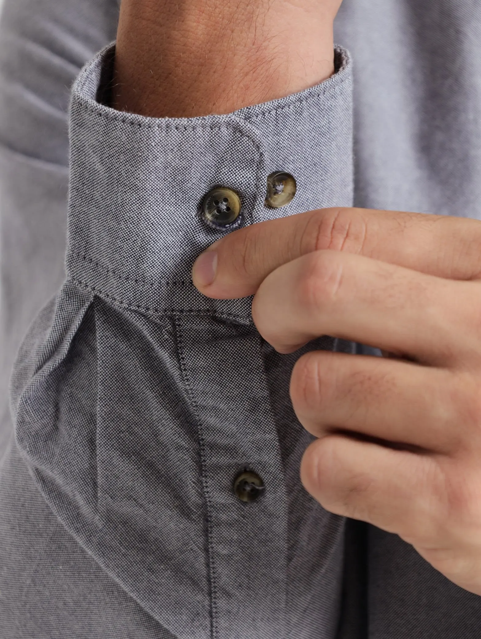 Long Sleeve Plain Oxford Shirt - Dark Blue