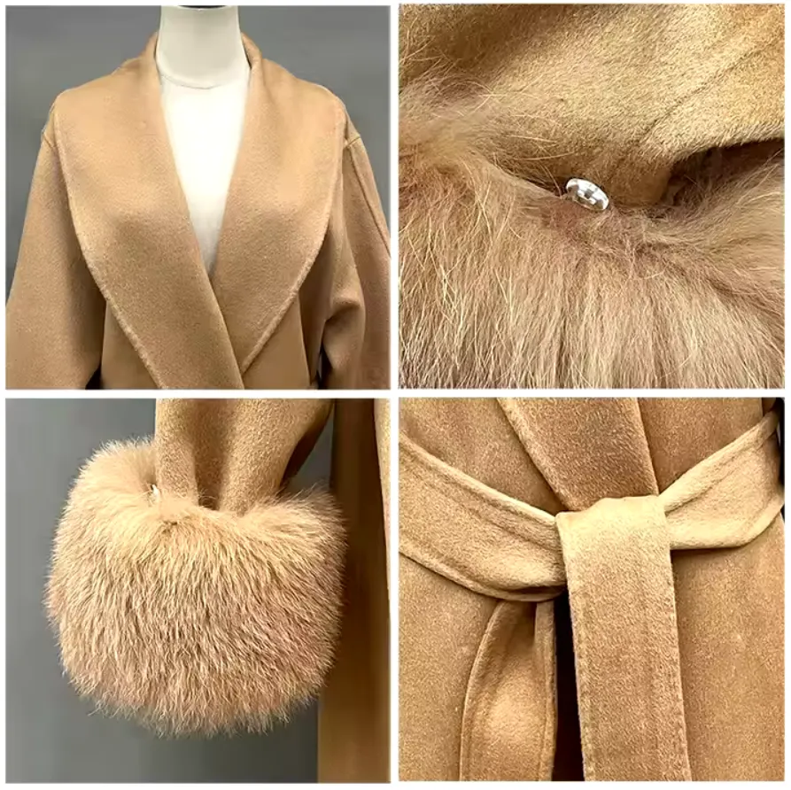 Loray | Cashmere Wool Coat with Fox Fur Cuffs