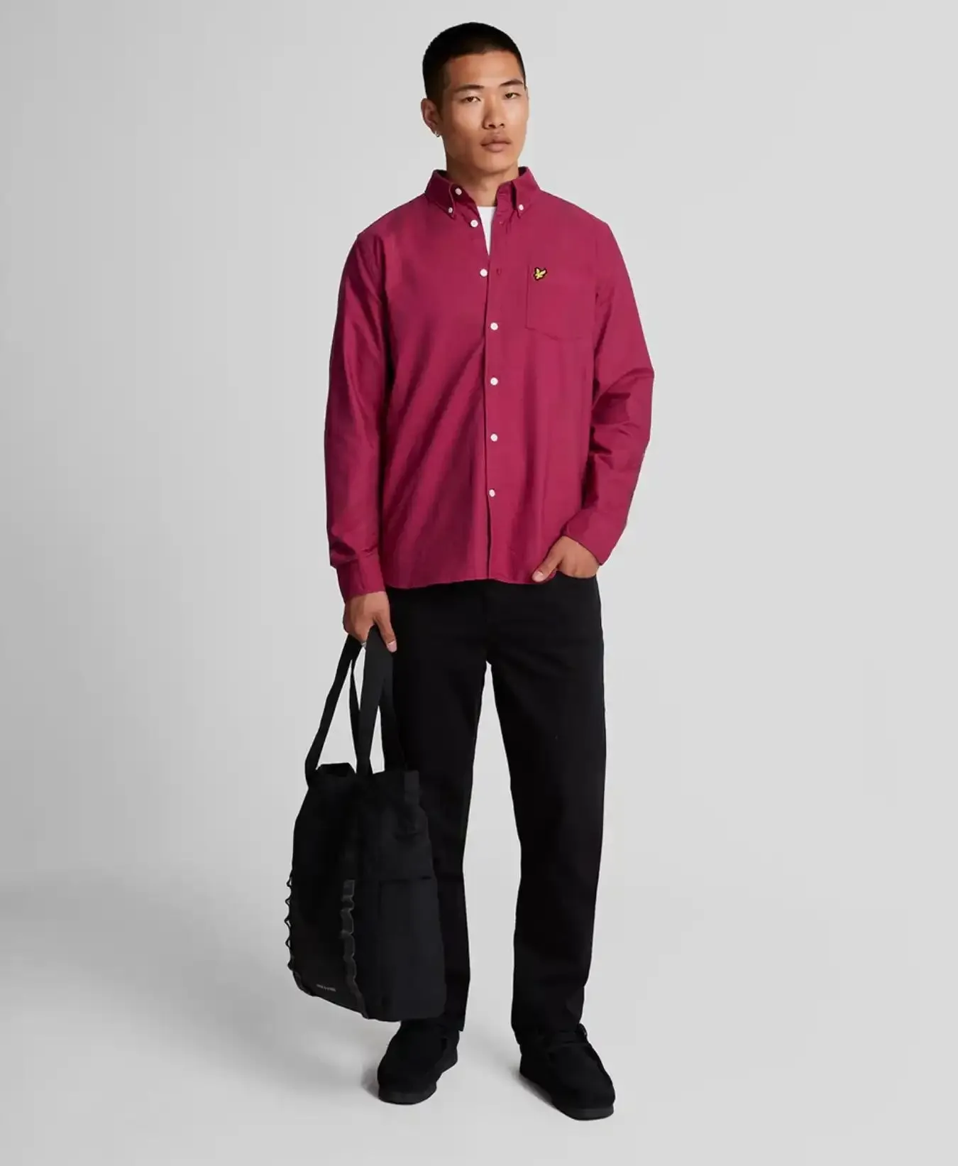 Lyle & Scott Mens Plain Oxford Shirt Rich Burgundy