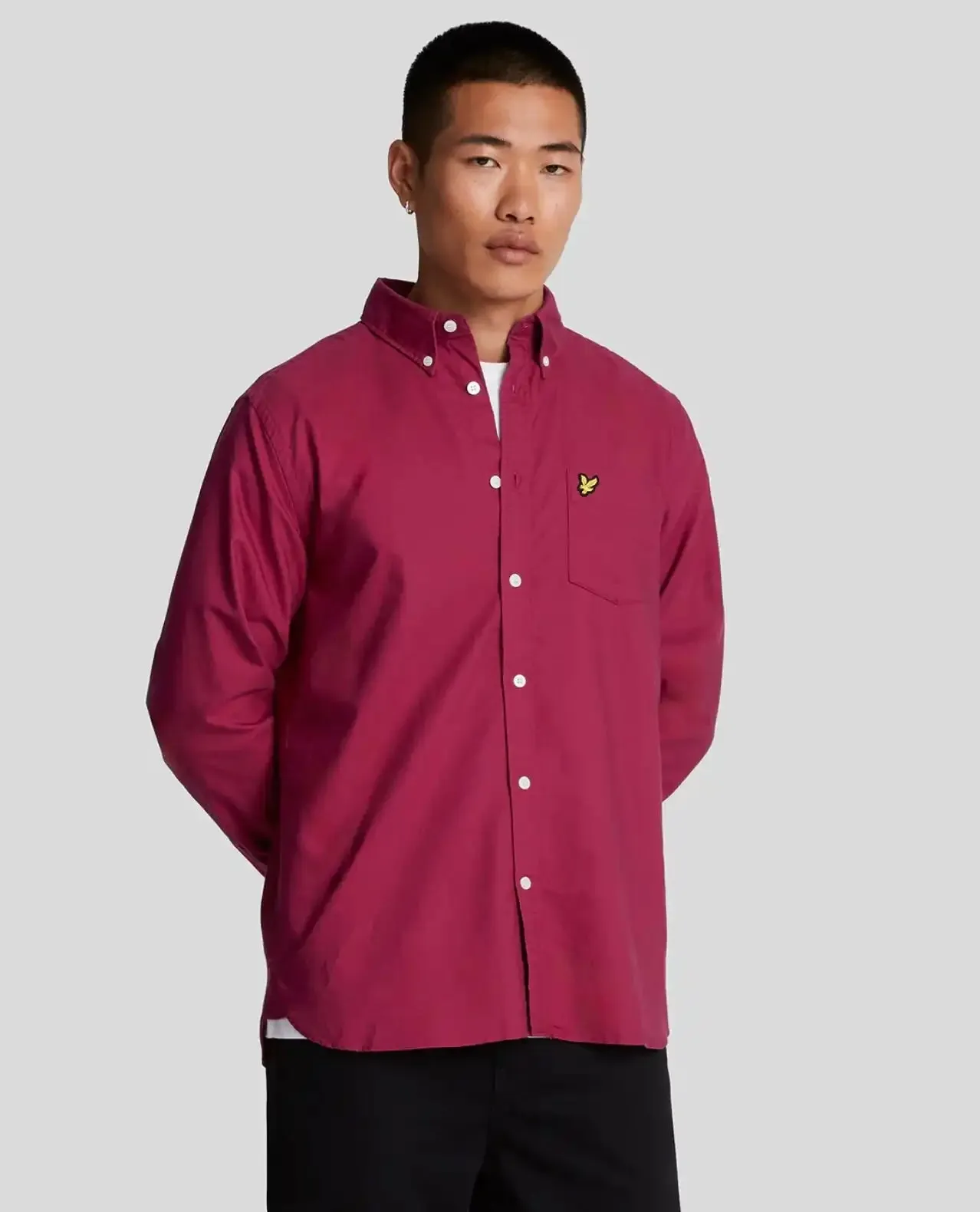 Lyle & Scott Mens Plain Oxford Shirt Rich Burgundy
