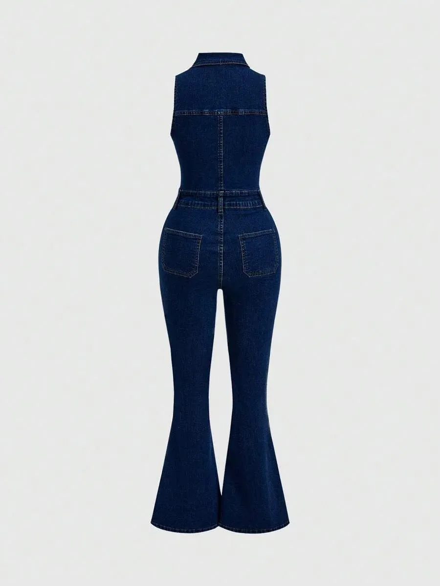 Marianna Elegant Denim Shirt – High Waist Skinny Fit – Blue