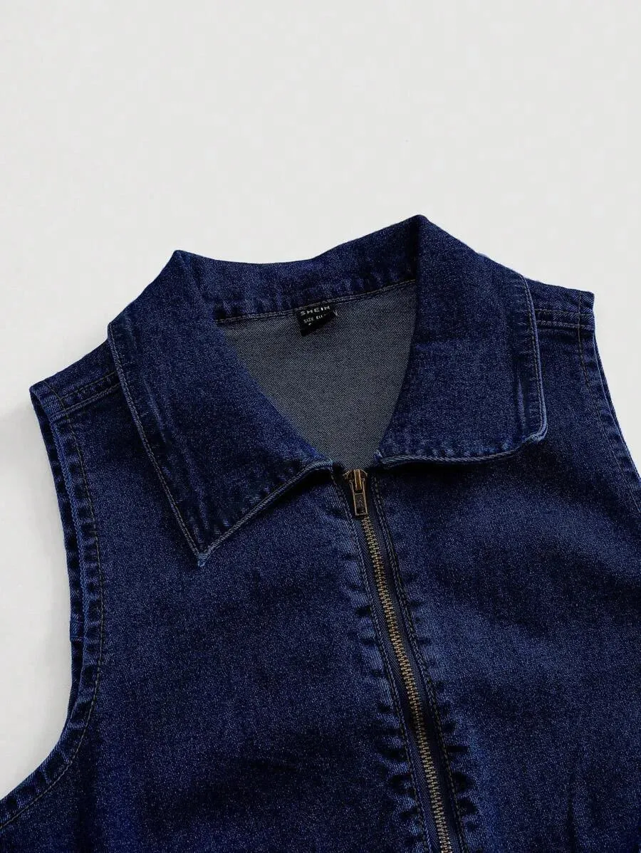 Marianna Elegant Denim Shirt – High Waist Skinny Fit – Blue
