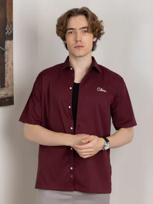 Maroon Plain Bowling Shirt