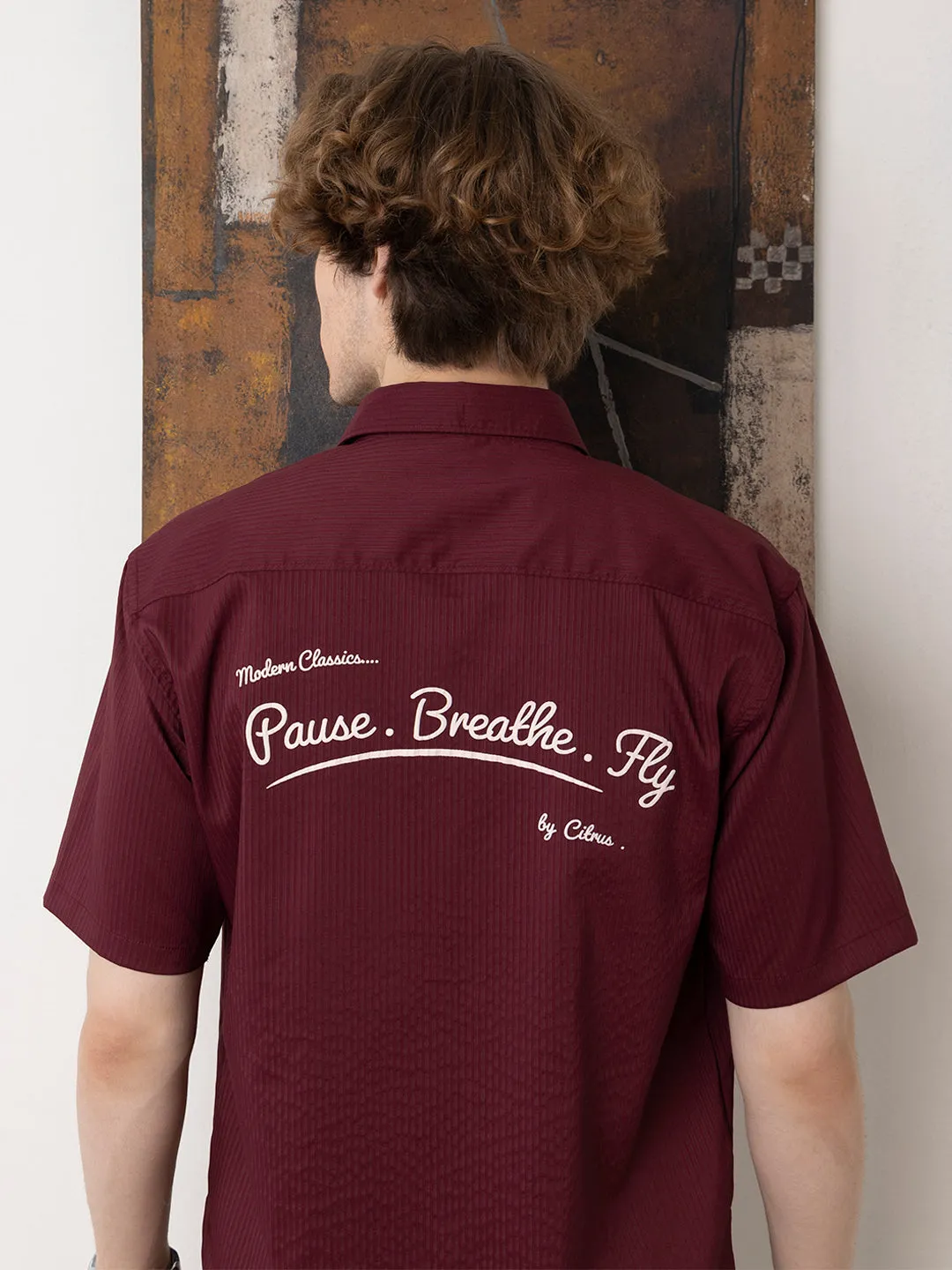 Maroon Plain Bowling Shirt