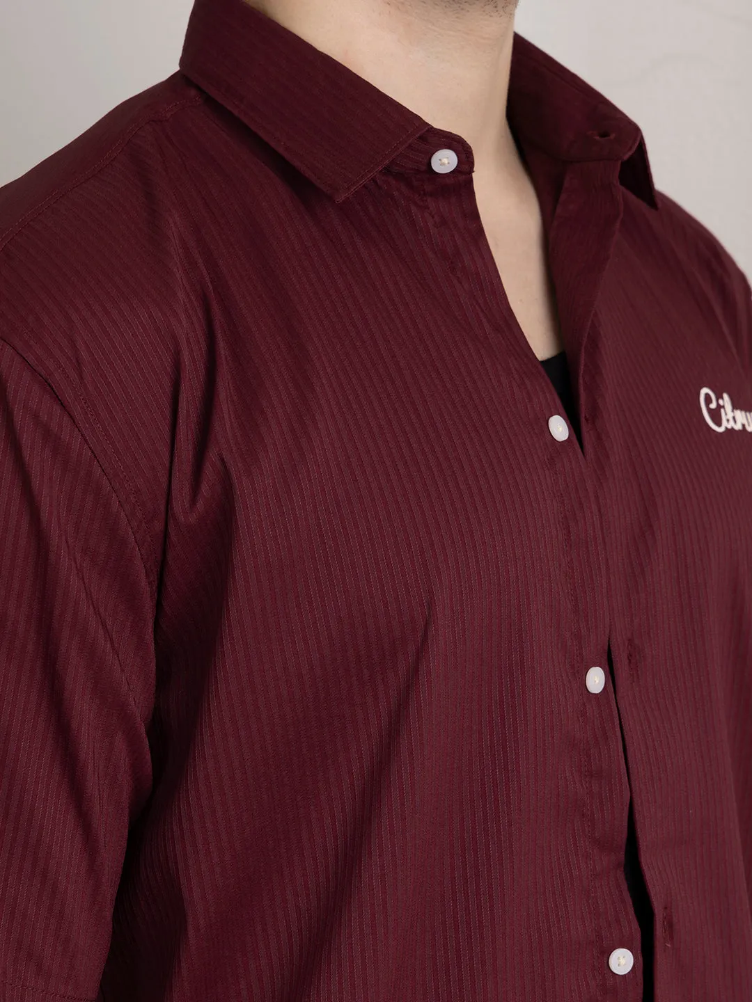 Maroon Plain Bowling Shirt