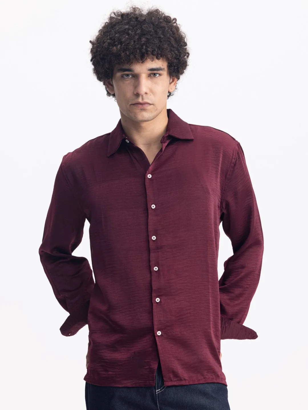 Maroon Plain Casual Shirt