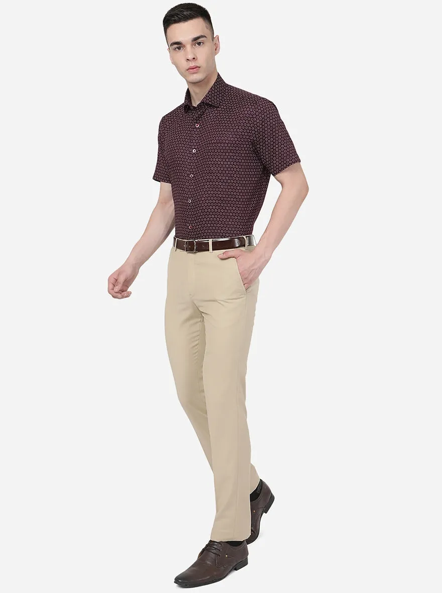 Maroon Printed Regular Fit Formal Shirt | Greenfibre