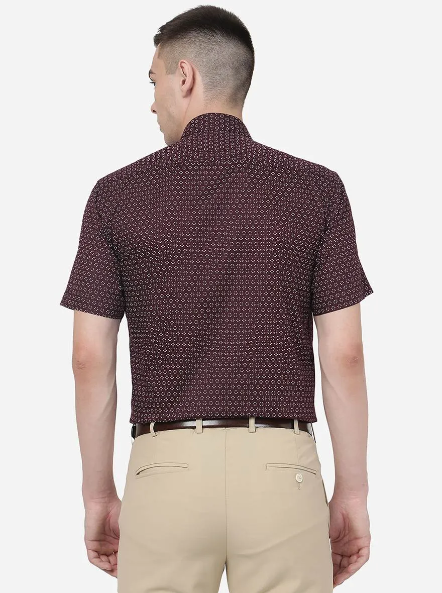 Maroon Printed Regular Fit Formal Shirt | Greenfibre