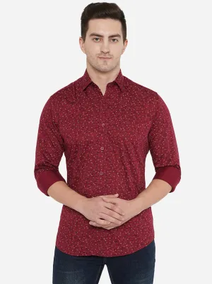 Maroon Printed Smart Fit Casual Shirt | Greenfibre