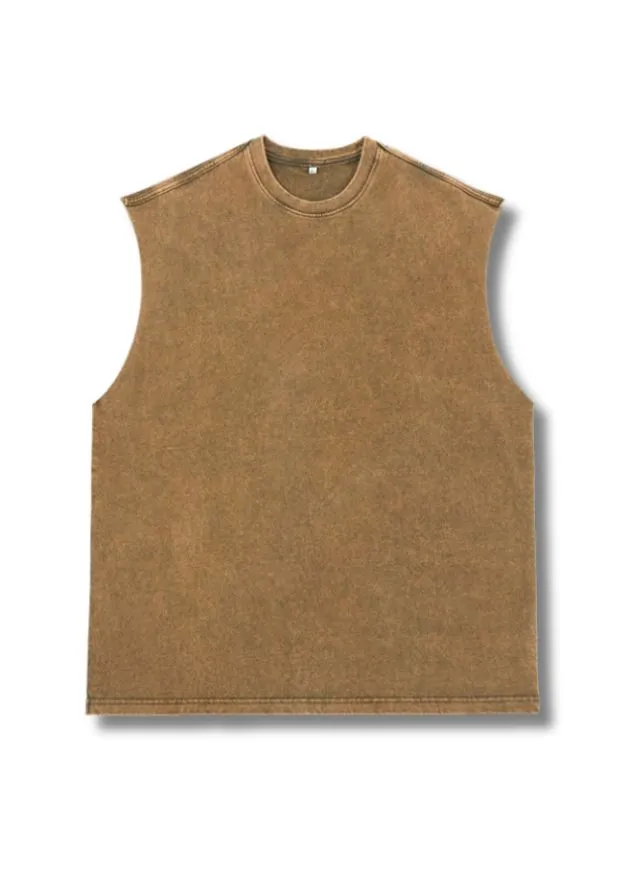 Maxwell - Vintage Washed Relaxed Fit Sleeveless Tank T-Shirt