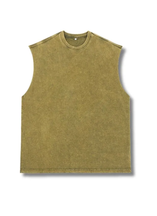 Maxwell - Vintage Washed Relaxed Fit Sleeveless Tank T-Shirt