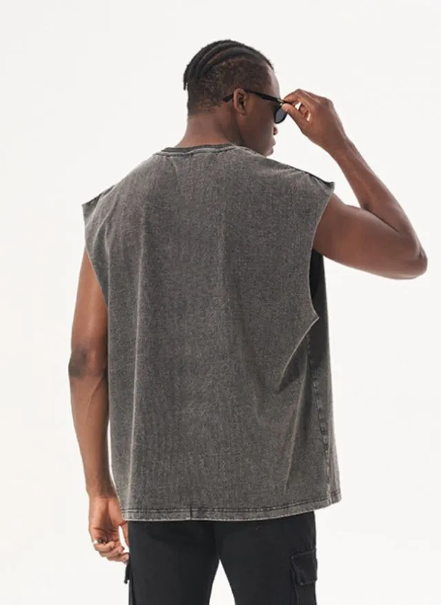 Maxwell - Vintage Washed Relaxed Fit Sleeveless Tank T-Shirt